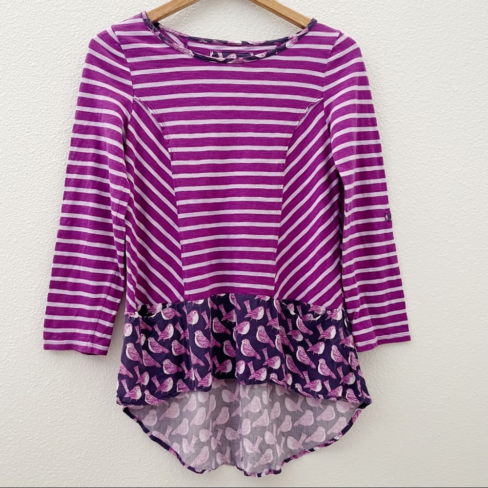 Anthropologie postmark purple bird top size small
